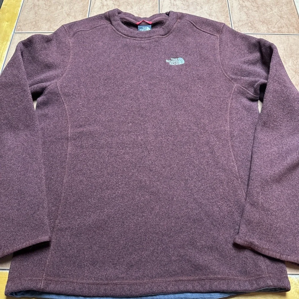 The North Face Mens Sz Large Burgundy Long Sleeve Crewneck‎ Sweater Fleece Lined